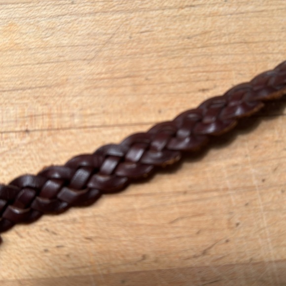 Leather Belt, braided with draping strings, Brown - Picture 4 of 4